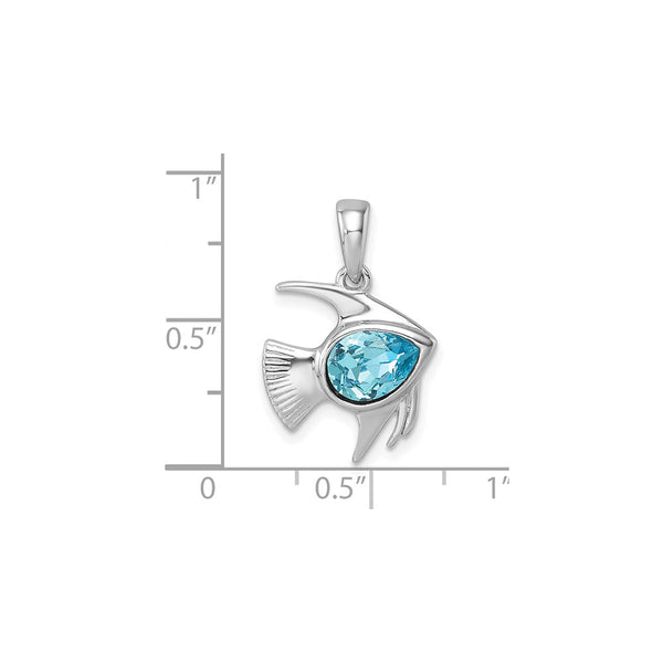 Sterling Silver Polished Crystal Angel Fish Pendant 22mm