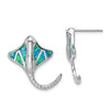 Sterling Silver Created Blue Opal Stingray Post Earrings