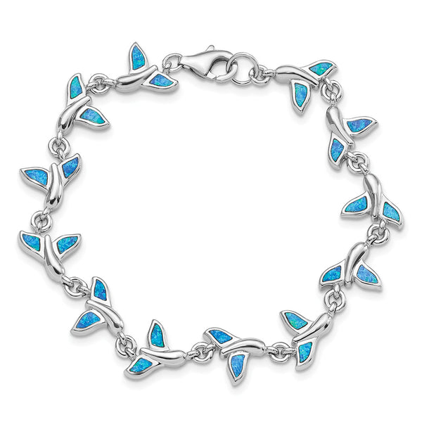 Sterling Silver Whale Tail 7.75 inch Bracelet