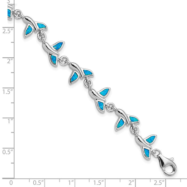 Sterling Silver Whale Tail 7.75 inch Bracelet