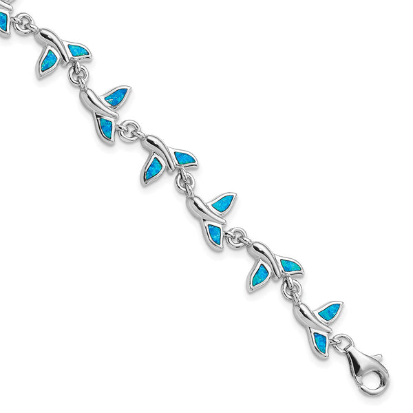 Sterling Silver Whale Tail 7.75 inch Bracelet