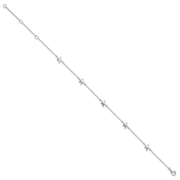 Sterling Silver Starfish 10in Plus 2in ext Anklet
