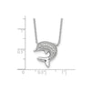 Sterling Silver Polished CZ Dolphin 18 inch with 2 inch extension Necklace