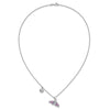 Sterling Silver Polished CZ Whale Tail 17.75in Necklace