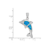 Sterling Silver Blue Created Opal Dolphin Pendant