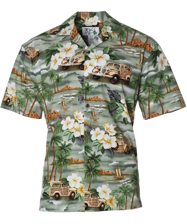 Island Dream Woody Van Hawaiian Shirt Green
