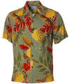 Retro Pineapples Aloha Shirt Olive