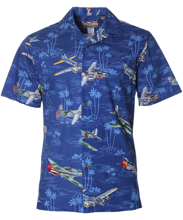 Fighter Airplanes Aloha Shirt Navy RJC