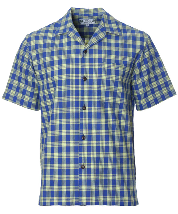 Royal Yellow Classic Hawaiian Paniolo Palaka Plaid Shirt for Men