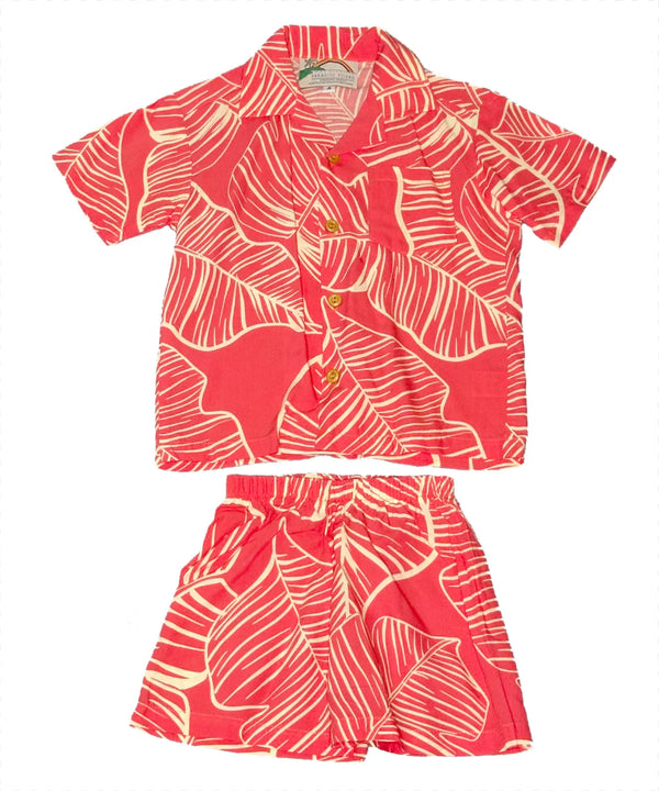 Boy’s 2 Piece Clothes Rayon Set Taro Leaf