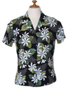 Women's Fitted Rayon Blouse White Tiare Black