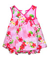 Infant Girl Crossover Yoke Dress Set Pineapple Plumeria Pink