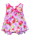 Infant Girl Crossover Yoke Dress Set Pineapple Plumeria Purple