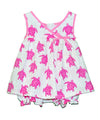Infant Girl Crossover Yoke Dress Set Traveling Honu White