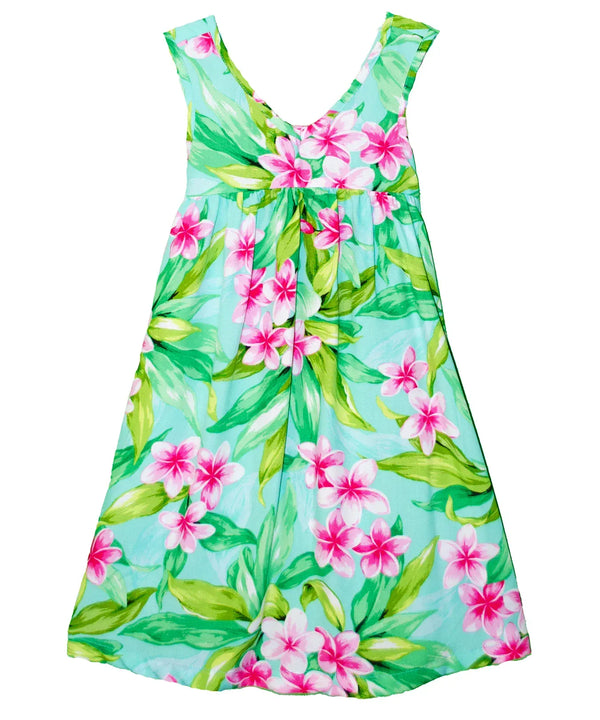 Plumeria Garland Tie Back Girls Floral Dress