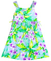 Plumeria Garland Girls Dress with Side Ties