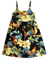 Rooster's Up Elastic Straps Girls Hawaiian Sundress Black