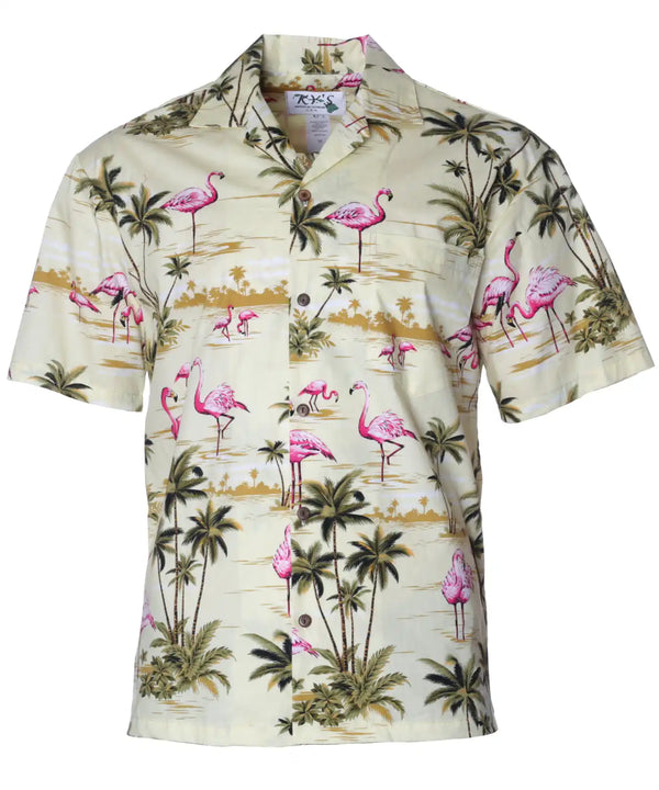 Hawaiian Shirt Flamingo Ohana Yellow