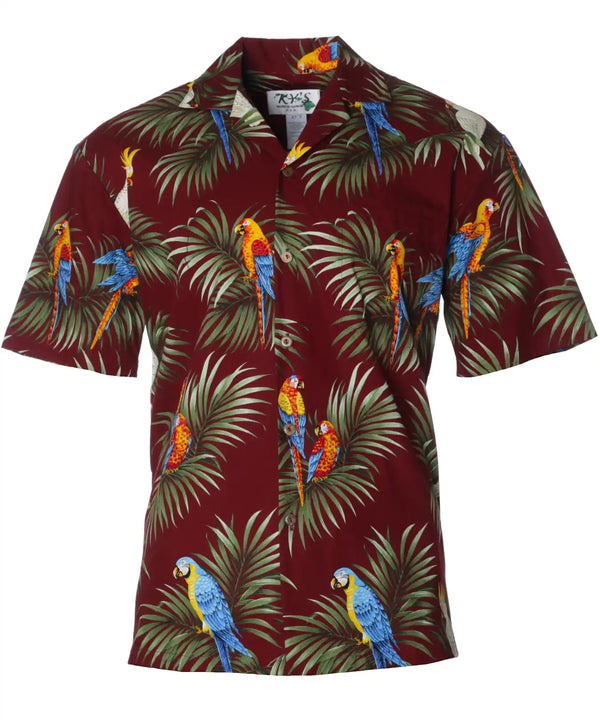 Parrots Curacao Aloha Shirt Maroon