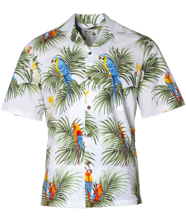 Parrots Curacao Aloha Shirt White