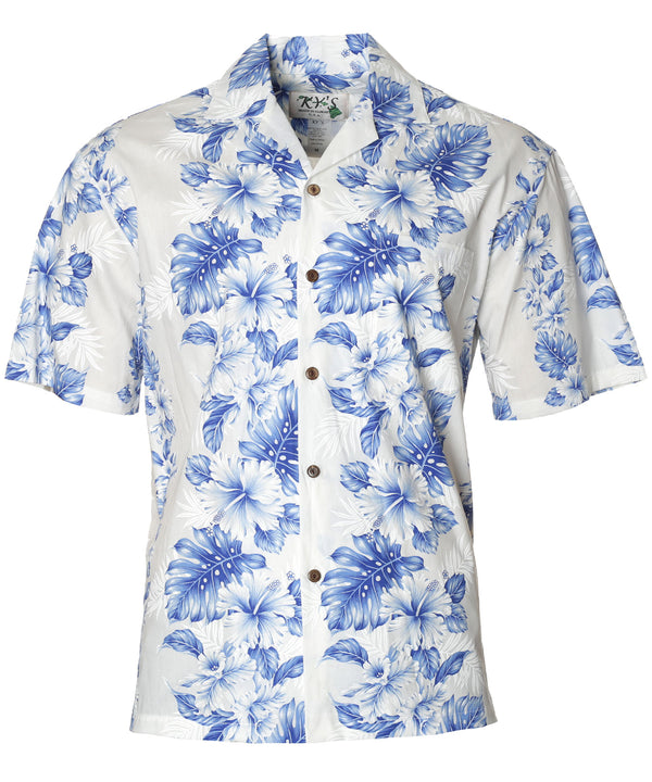 Hawaiian Aloha Shirt Haku Laape White KY