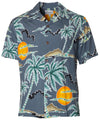 Scenic Palm Hawaiian Shirt Charcoal Paradise Found