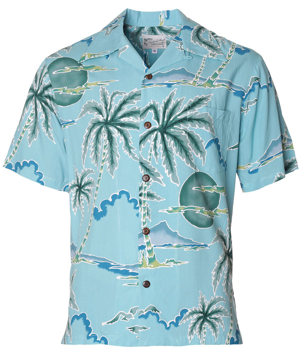 Scenic Palm Hawaiian Shirt Light-Blue Paradise Found