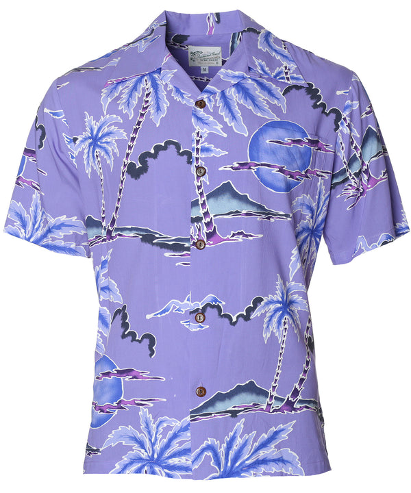 Scenic Palm Hawaiian Shirt Lilac Paradise Found