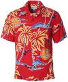 Scenic Palm Hawaiian Shirt Red Paradise Found
