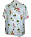 Flamingos & Palms Hawaiian Shirt White