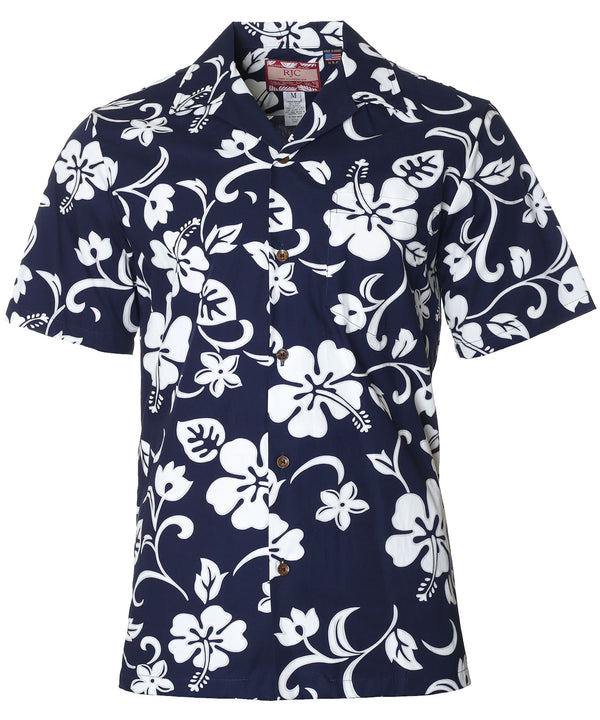 Hawaiian Shirt Hibiscus Kaneohe Navy RJC