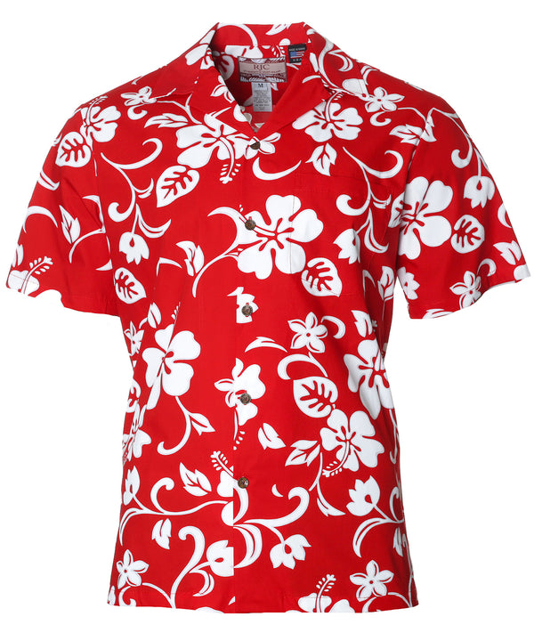 Hawaiian Shirt Hibiscus Kaneohe Red RJC