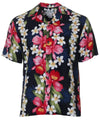 Plumeria Orchid Panel Aloha Shirt Navy