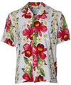 Plumeria Orchid Panel Aloha Shirt White