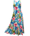 Painted Hibiscus Maxi Long Cocktail Hawaiian Dress Jade
