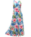 Painted Hibiscus Maxi Long Cocktail Hawaiian Dress Peri
