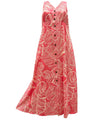 Taro Leaf Long Maxi Cocktail Hawaiian Dress Coral