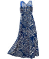 Taro Leaf Long Maxi Cocktail Hawaiian Dress Navy