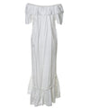 White Long Ruffled Hawaiian Muumuu Hibiscus Leis