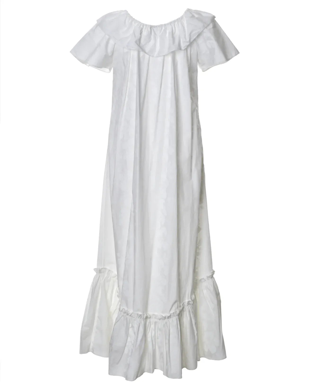 White Long Ruffled Hawaiian Muumuu Hibiscus Leis – Shaka Time Hawaii
