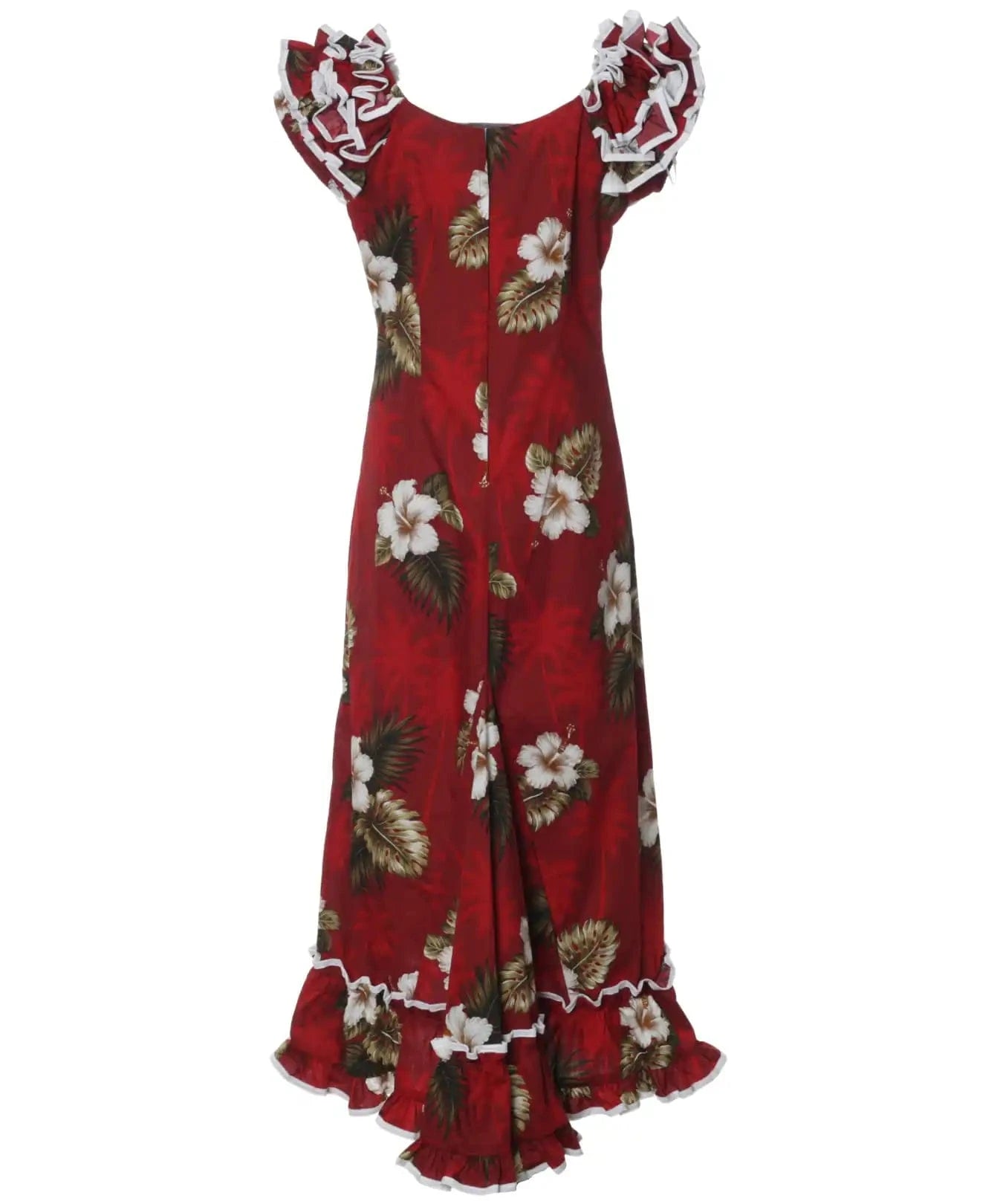 Ka Pua Long Muumuu Hawaiian Dress Red Red / XS Ka Pua Long Muumuu Hawaiian Dress Red Red / XS