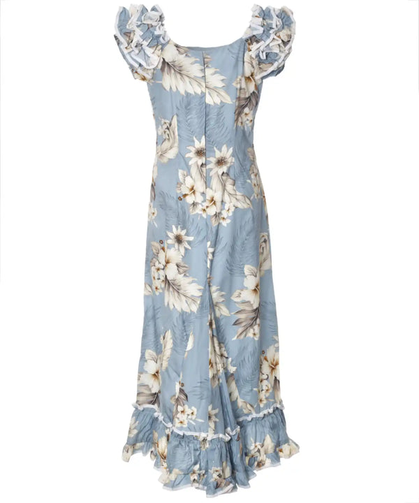 Hawaiian Long Muumuu Blue Dress Lanai