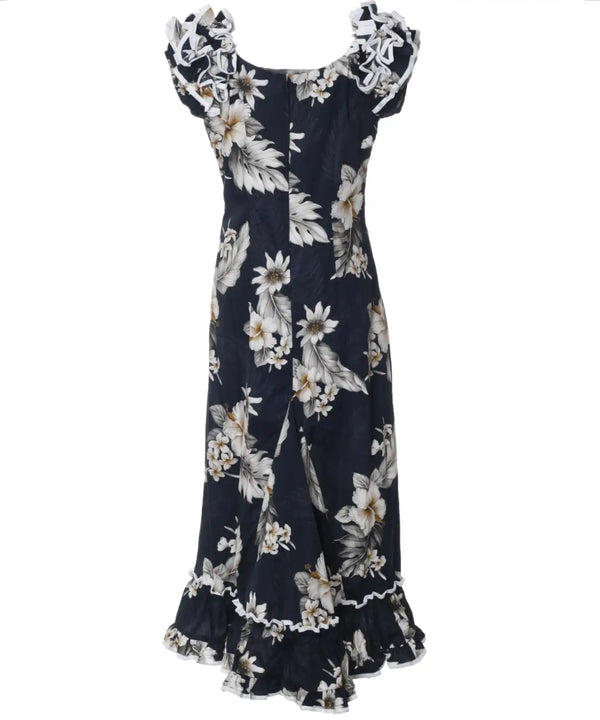 Hawaiian Long Muumuu Navy Dress Lanai