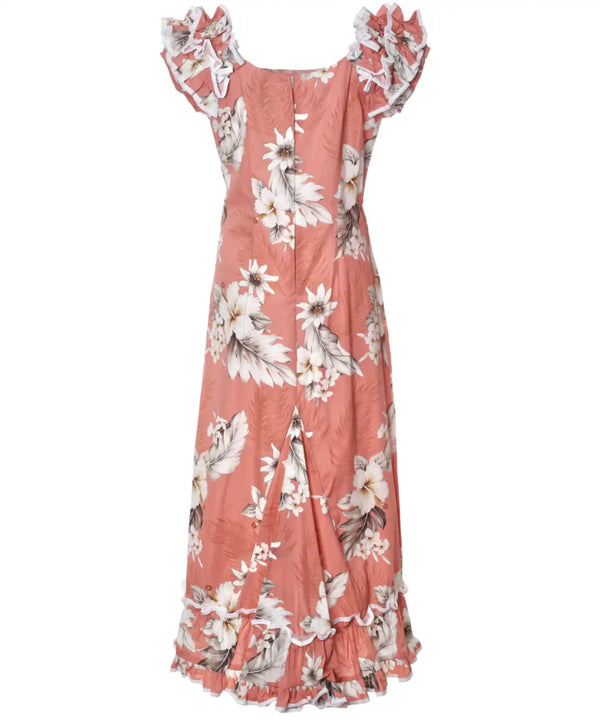 Hawaiian Long Muumuu Peach Dress Lanai