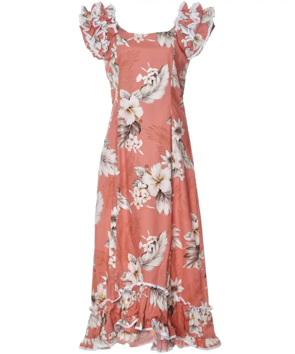 Hawaiian Long Muumuu Peach Dress Lanai Peach
