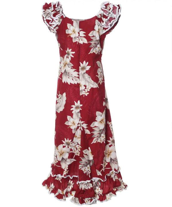 Hawaiian Long Muumuu Red Dress Lanai
