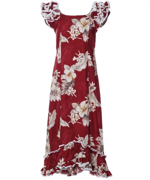 Hawaiian Long Muumuu Red Dress Lanai Red
