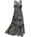 Long Maxi Cocktail Hawaiian Dress Taro Leaf Black