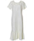 Off-White Tea Length Silk Dress Tropical Palms with Sleeves Off-White