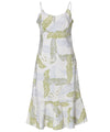 Silk Dress Midi Spaghetti Straps Kihei Green KY